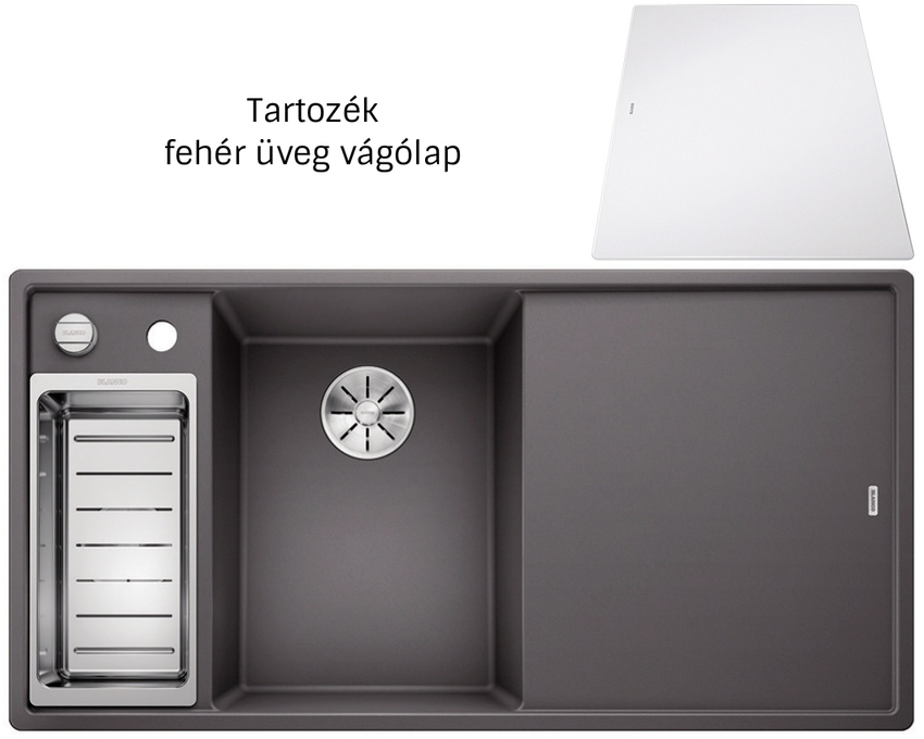 Blanco Axia III 6S palaszürke exc. 524654 balos Silgranit mosogatótálca üveg vágólappal