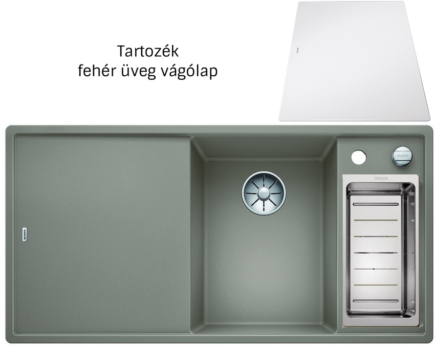 Blanco Axia III 6S tartufo exc. 523480 jobbos Silgranit mosogatótálca üveg vágólappal