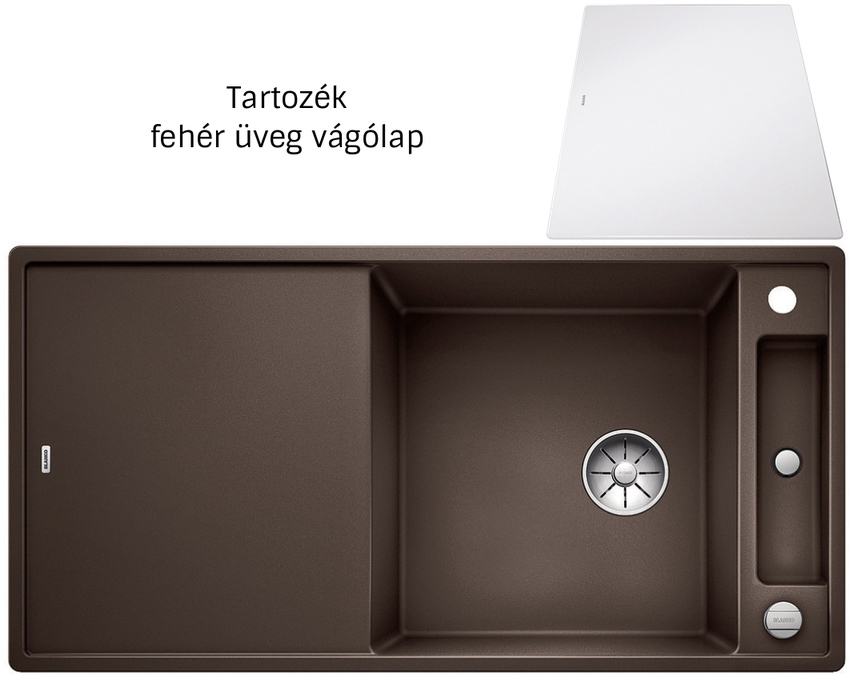 Blanco Axia III XL 6S kávé exc. 523519 Silgranit mosogatótálca üveg vágólappal